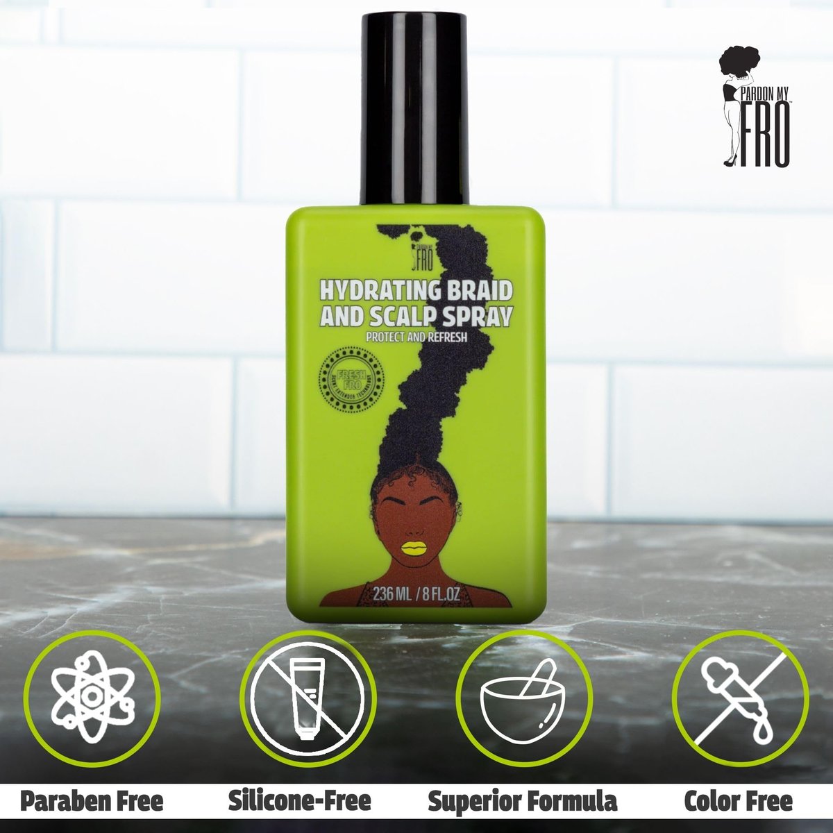 Pardon My Fro Braid & Scalp Hydrating Spray - Moisturizing Scalp Care for Dry, Itchy Scalp with Hyaluronic Acid, 8 fl oz - görsel 11