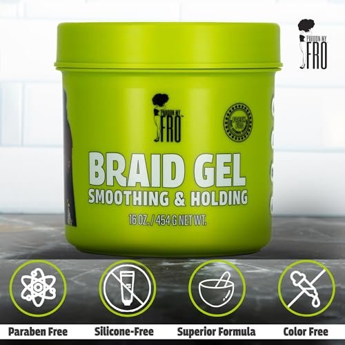 Pardon My Fro Braiding Gel - Strong Hold, Shine & Edge Control for Braids, Twists, Curls, and Dreads - Defines, Moisturizes, Adds Grip, and Provides Long-Lasting Styling with Firm Control - 16 oz Avelisse