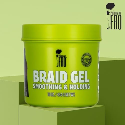 Pardon My Fro Braiding Gel - Strong Hold, Shine & Edge Control for Braids, Twists, Curls, and Dreads - Defines, Moisturizes, Adds Grip, and Provides Long-Lasting Styling with Firm Control - 16 oz Avelisse