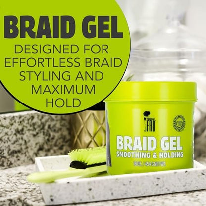 Pardon My Fro Braiding Gel - Strong Hold, Shine & Edge Control for Braids, Twists, Curls, and Dreads - Defines, Moisturizes, Adds Grip, and Provides Long-Lasting Styling with Firm Control - 16 oz Avelisse