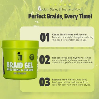 Pardon My Fro Braiding Gel - Strong Hold, Shine & Edge Control for Braids, Twists, Curls, and Dreads - Defines, Moisturizes, Adds Grip, and Provides Long-Lasting Styling with Firm Control - 16 oz Avelisse