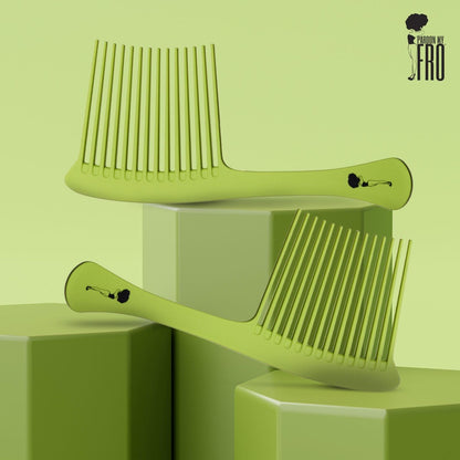 Pardon My Fro Wide Tooth Comb - Detangles Curly, Thick & Wet Hair, Minimizes Breakage, Comfortable Handle for Easy Styling, Ideal for Afro, Wavy & Textured Hair - Travel-Friendly, Lightweight - Green Avelisse