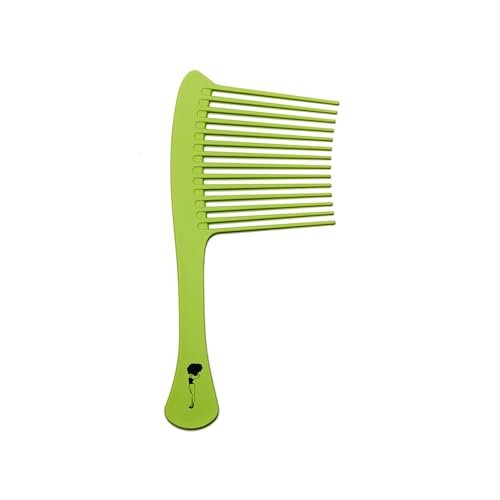 Pardon My Fro Wide Tooth Comb - Detangles Curly, Thick & Wet Hair, Minimizes Breakage, Comfortable Handle for Easy Styling, Ideal for Afro, Wavy & Textured Hair - Travel-Friendly, Lightweight - Green Avelisse