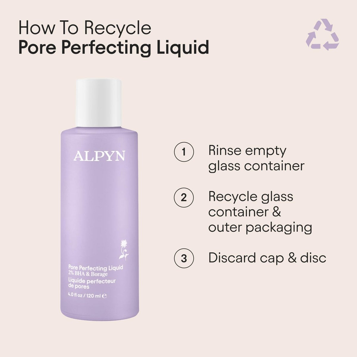 Alpyn Beauty Pore Perfecting Liquid Toner with 2% BHA & Borage – Minimize Pores, Calm & Restore pH (4 oz / 120 ml) Avelisse