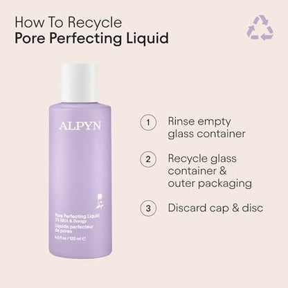 Alpyn Beauty Pore Perfecting Liquid Toner with 2% BHA & Borage – Minimize Pores, Calm & Restore pH (4 oz / 120 ml) Avelisse