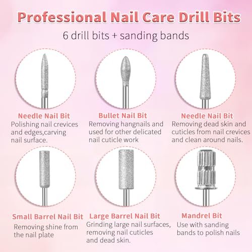 6 Pcs Nail Drill Bits Set, 3/32" Professional Nail Bits for Manicure Pedicure - görsel 4