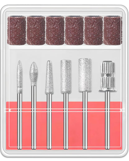 6 Pcs Nail Drill Bits Set, 3/32" Professional Nail Bits for Manicure Pedicure