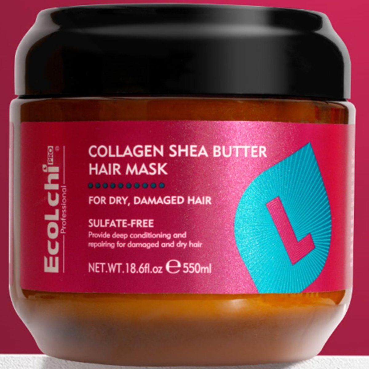 ECOLCHIPRO Collagen Shea Butter Hair Mask - Deep Repair Conditioning Treatment for Dry and Damaged Hair, All Hair Types, 18.6 oz (550ml) Avelisse