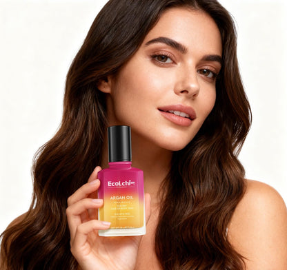 ECOLCHIPRO Argan Hair Oil Serum - Cold Pressed, Weightless Vitamin E Argan Oil Treatment for All Hair Types, Dry & Damaged Hair, Body & Skin, 60ml (2 Fl Oz) Avelisse