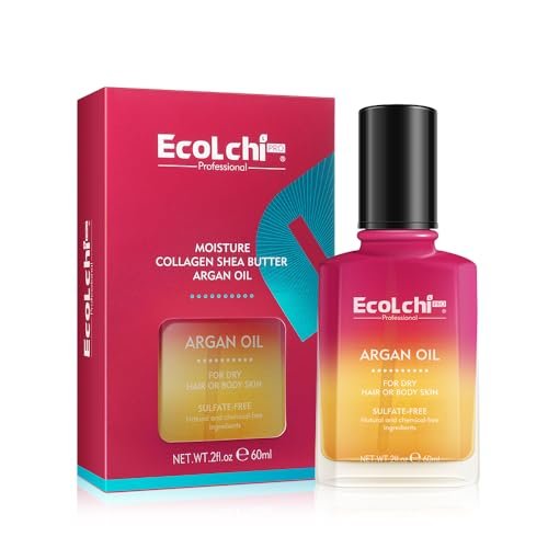 ECOLCHIPRO Argan Hair Oil Serum - Cold Pressed, Weightless Vitamin E Argan Oil Treatment for All Hair Types, Dry & Damaged Hair, Body & Skin, 60ml (2 Fl Oz) Avelisse