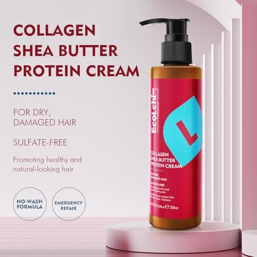 ECOLCHIPRO Collagen Shea Butter Leave-In Hair Mask Cream – Deep Conditioning Treatment for Dry & Damaged Hair, 6.8 fl oz Avelisse