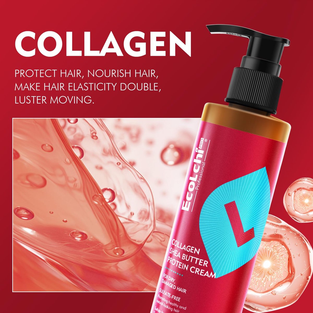 ECOLCHIPRO Collagen Shea Butter Leave-In Hair Mask Cream – Deep Conditioning Treatment for Dry & Damaged Hair, 6.8 fl oz Avelisse