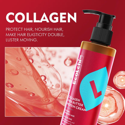 ECOLCHIPRO Collagen Shea Butter Leave-In Hair Mask Cream – Deep Conditioning Treatment for Dry & Damaged Hair, 6.8 fl oz Avelisse