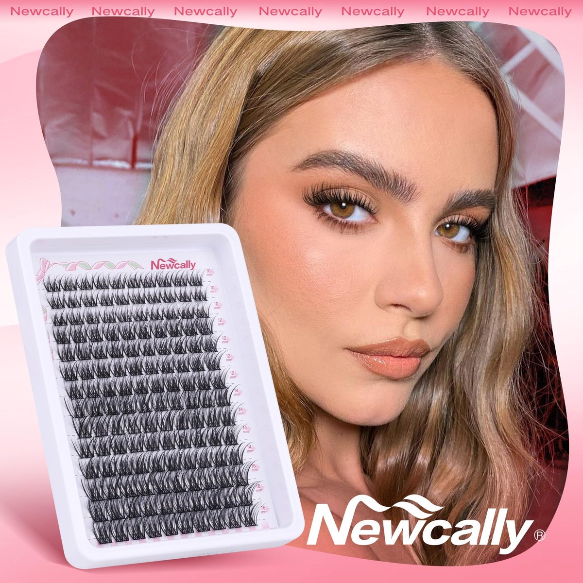 Wispy Lash Clusters Natural Look - DIY Faux Mink Eyelash Extensions C-Curly 10-16mm by Newcally - görsel 14