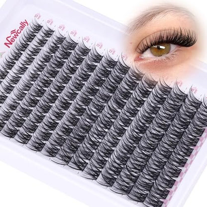 Wispy Lash Clusters Natural Look - DIY Faux Mink Eyelash Extensions C-Curly 10-16mm by Newcally