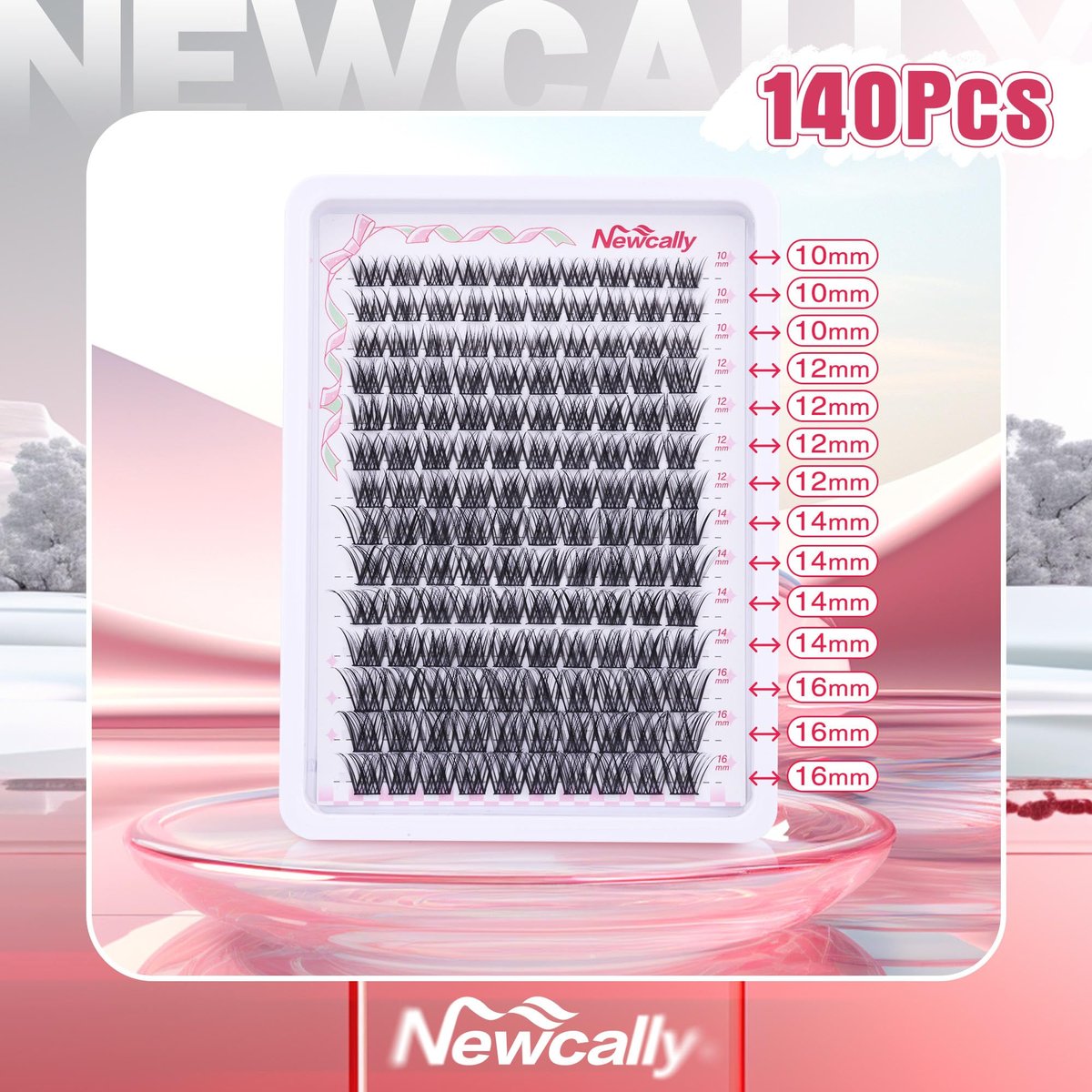 Wispy Lash Clusters Natural Look - DIY Faux Mink Eyelash Extensions C-Curly 10-16mm by Newcally - görsel 4