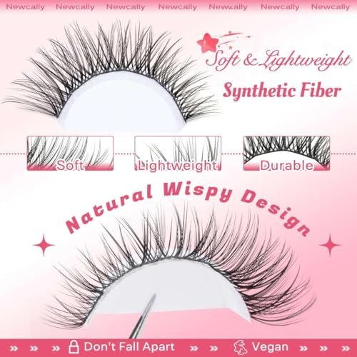 Wispy Lash Clusters Natural Look - DIY Faux Mink Eyelash Extensions C-Curly 10-16mm by Newcally - görsel 11