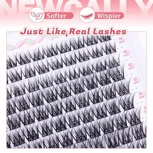 Wispy Lash Clusters Natural Look - DIY Faux Mink Eyelash Extensions C-Curly 10-16mm by Newcally - görsel 5