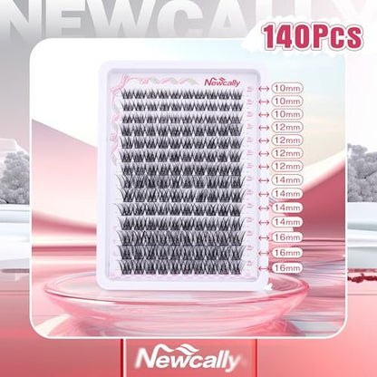 Wispy Lash Clusters Natural Look - DIY Faux Mink Eyelash Extensions C-Curly 10-16mm by Newcally