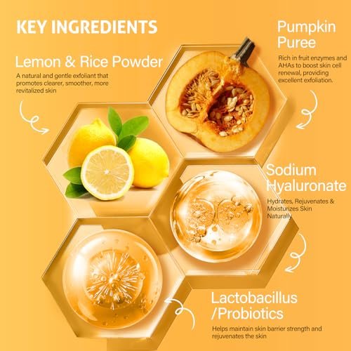 RIHAKO Pumpkin Enzyme Face Mask – Brightening & Exfoliating Facial Mask for Women, Dead Skin, Dullness, Dark Spots, Uneven Skin Tone, Large Pores (3.52 oz) Avelisse