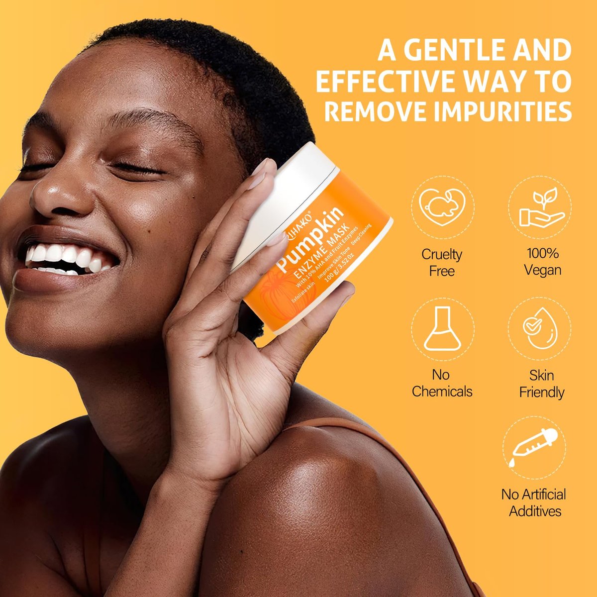 RIHAKO Pumpkin Enzyme Face Mask – Brightening & Exfoliating Facial Mask for Women, Dead Skin, Dullness, Dark Spots, Uneven Skin Tone, Large Pores (3.52 oz) Avelisse