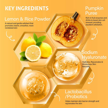 RIHAKO Pumpkin Enzyme Face Mask – Brightening & Exfoliating Facial Mask for Women, Dead Skin, Dullness, Dark Spots, Uneven Skin Tone, Large Pores (3.52 oz) Avelisse