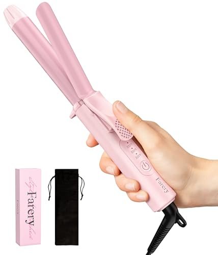 Travel Size Mini Curling Iron 3/4 Inch, Dual Voltage Ceramic Hair Curler for Short Hair with 3 Adjustable Temperatures, Auto-Off, Keratin & Argan Oil Infused, Pink Avelisse