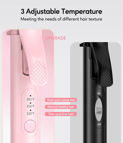 Travel Size Mini Curling Iron 3/4 Inch, Dual Voltage Ceramic Hair Curler for Short Hair with 3 Adjustable Temperatures, Auto-Off, Keratin & Argan Oil Infused, Pink Avelisse