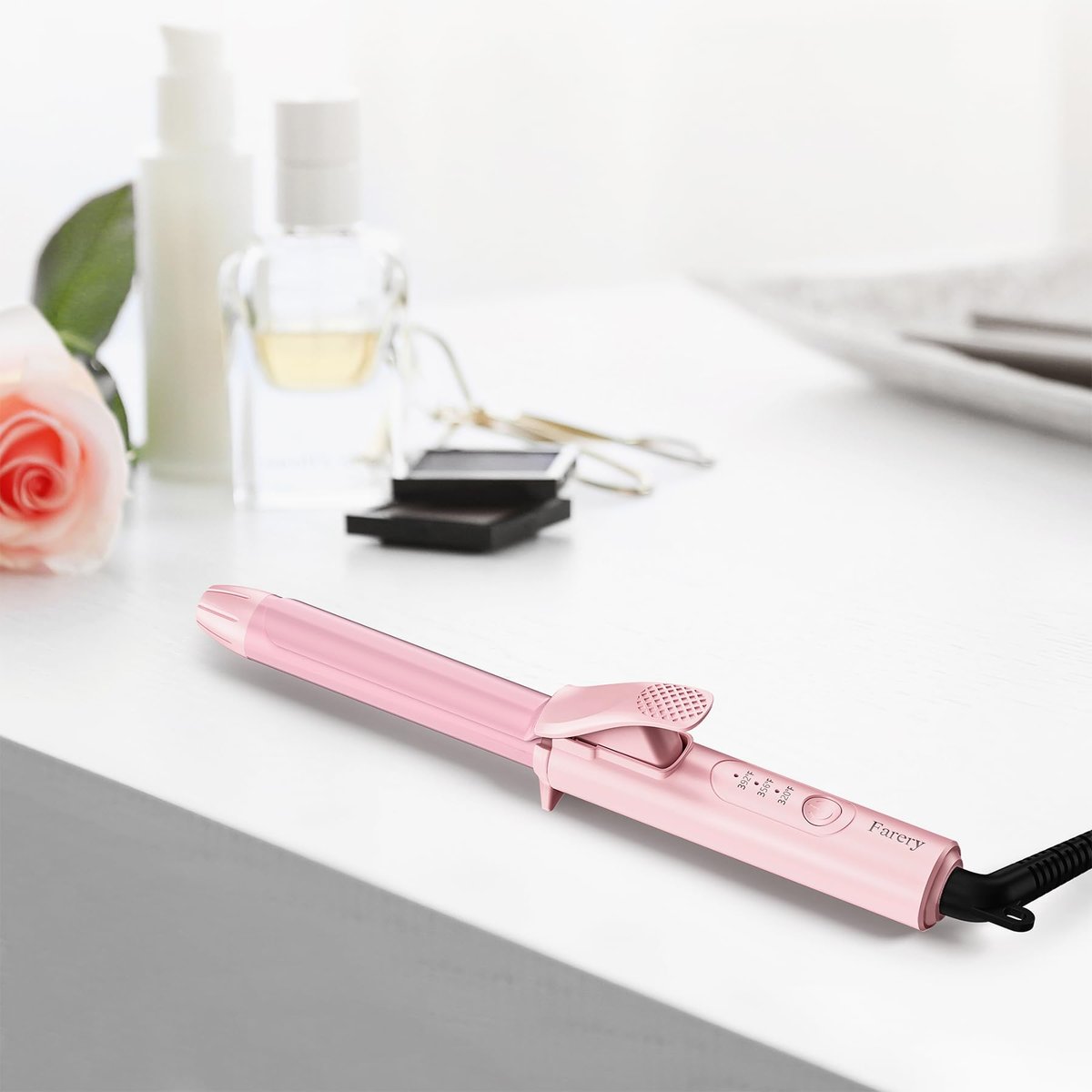 Travel Size Mini Curling Iron 3/4 Inch, Dual Voltage Ceramic Hair Curler for Short Hair with 3 Adjustable Temperatures, Auto-Off, Keratin & Argan Oil Infused, Pink Avelisse