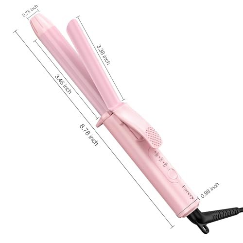 Travel Size Mini Curling Iron 3/4 Inch, Dual Voltage Ceramic Hair Curler for Short Hair with 3 Adjustable Temperatures, Auto-Off, Keratin & Argan Oil Infused, Pink Avelisse