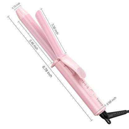 Travel Size Mini Curling Iron 3/4 Inch, Dual Voltage Ceramic Hair Curler for Short Hair with 3 Adjustable Temperatures, Auto-Off, Keratin & Argan Oil Infused, Pink Avelisse