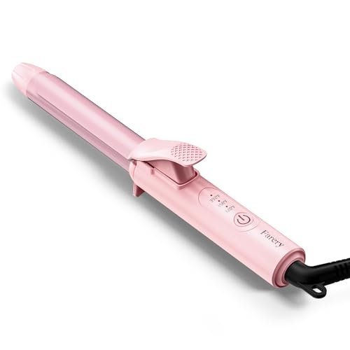 Travel Size Mini Curling Iron 3/4 Inch, Dual Voltage Ceramic Hair Curler for Short Hair with 3 Adjustable Temperatures, Auto-Off, Keratin & Argan Oil Infused, Pink Avelisse