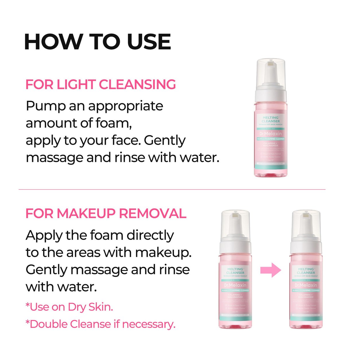Dr.Melaxin Melting Cleanser - Hypoallergenic Makeup Remover with Quick Bubble Technology, Deep Pore Cleansing for All Skin Types, 150ml Avelisse