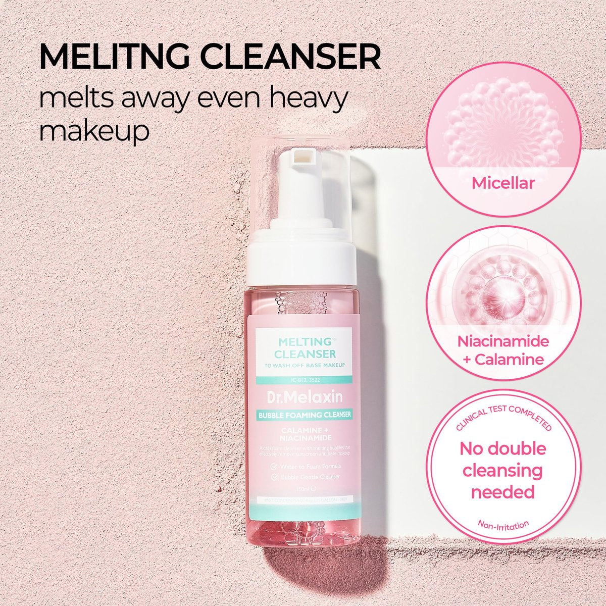Dr.Melaxin Melting Cleanser - Hypoallergenic Makeup Remover with Quick Bubble Technology, Deep Pore Cleansing for All Skin Types, 150ml Avelisse