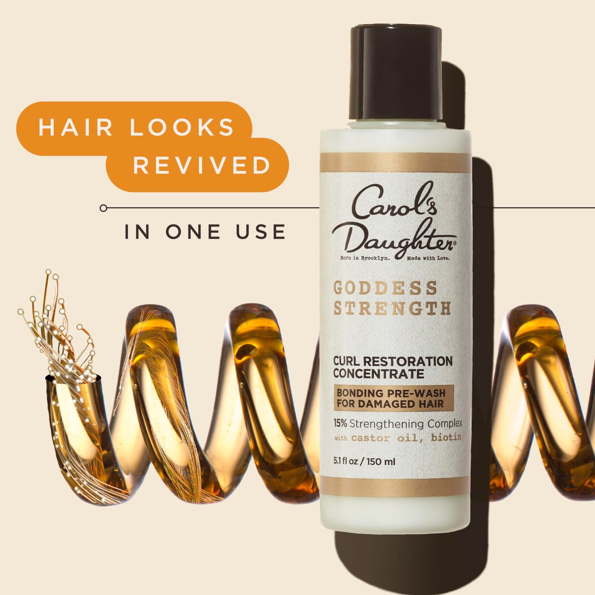 Carol's Daughter Goddess Strength Curl Restoration Concentrate, Bonding Pre-Shampoo Hair Repair Treatment for Damaged Hair, 5.1 Fl Oz - görsel 4