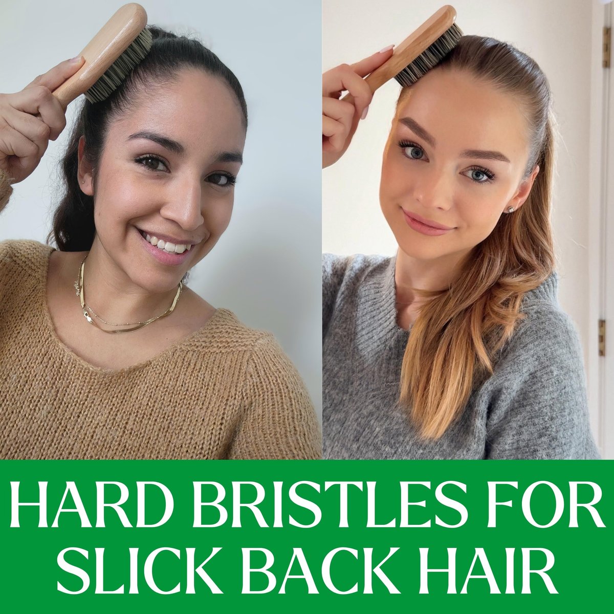 GranNaturals Hard Bristle Slick Back Hair Brush for Men & Women - Stiff Nylon Small Hairbrush for Smoothing, Waves, Beard, Fades, Locs, Dreads - görsel 5