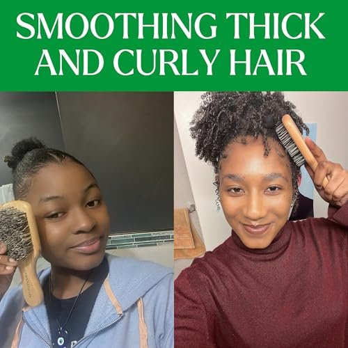GranNaturals Hard Bristle Slick Back Hair Brush for Men & Women - Stiff Nylon Small Hairbrush for Smoothing, Waves, Beard, Fades, Locs, Dreads - görsel 4