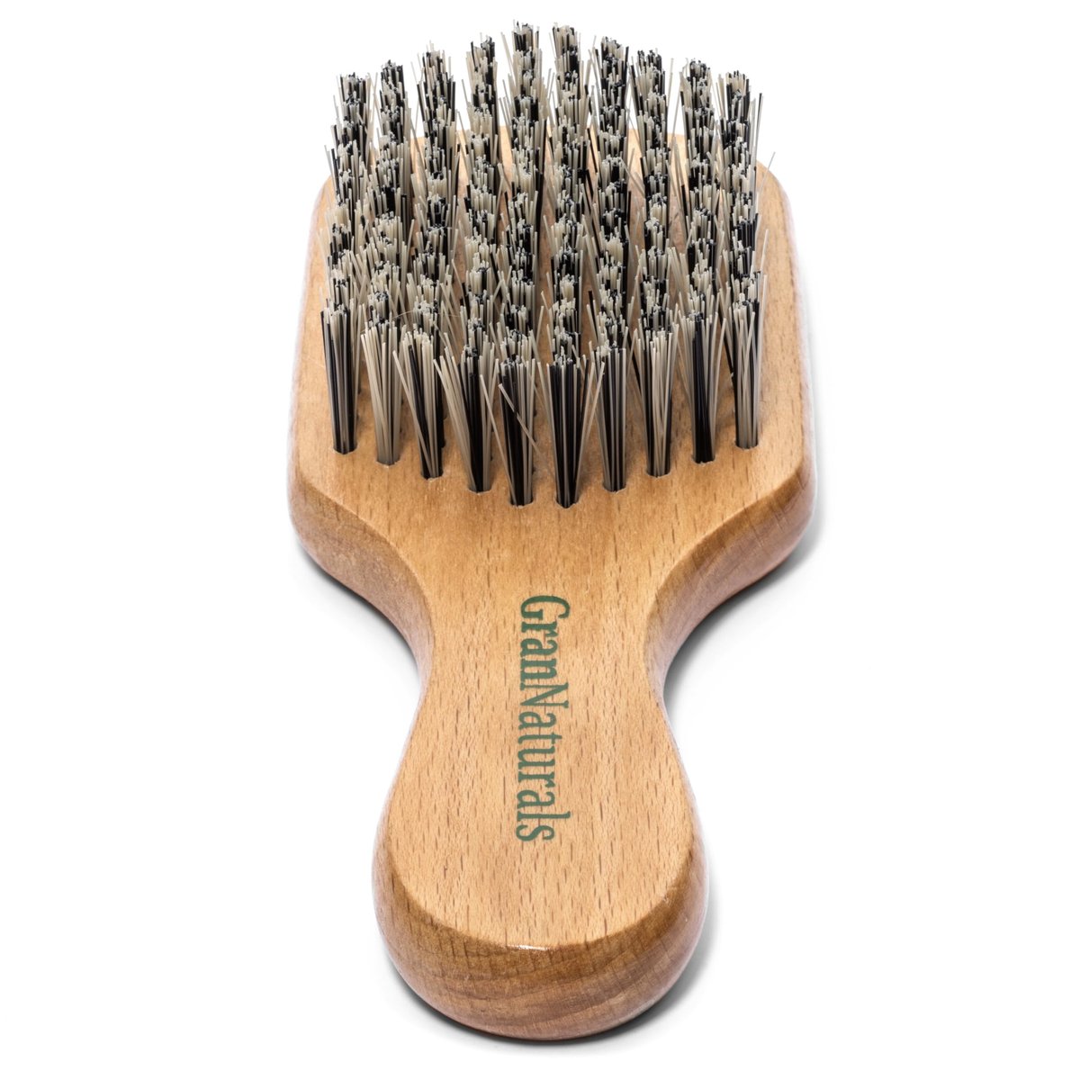 GranNaturals Hard Bristle Slick Back Hair Brush for Men & Women - Stiff Nylon Small Hairbrush for Smoothing, Waves, Beard, Fades, Locs, Dreads - görsel 1