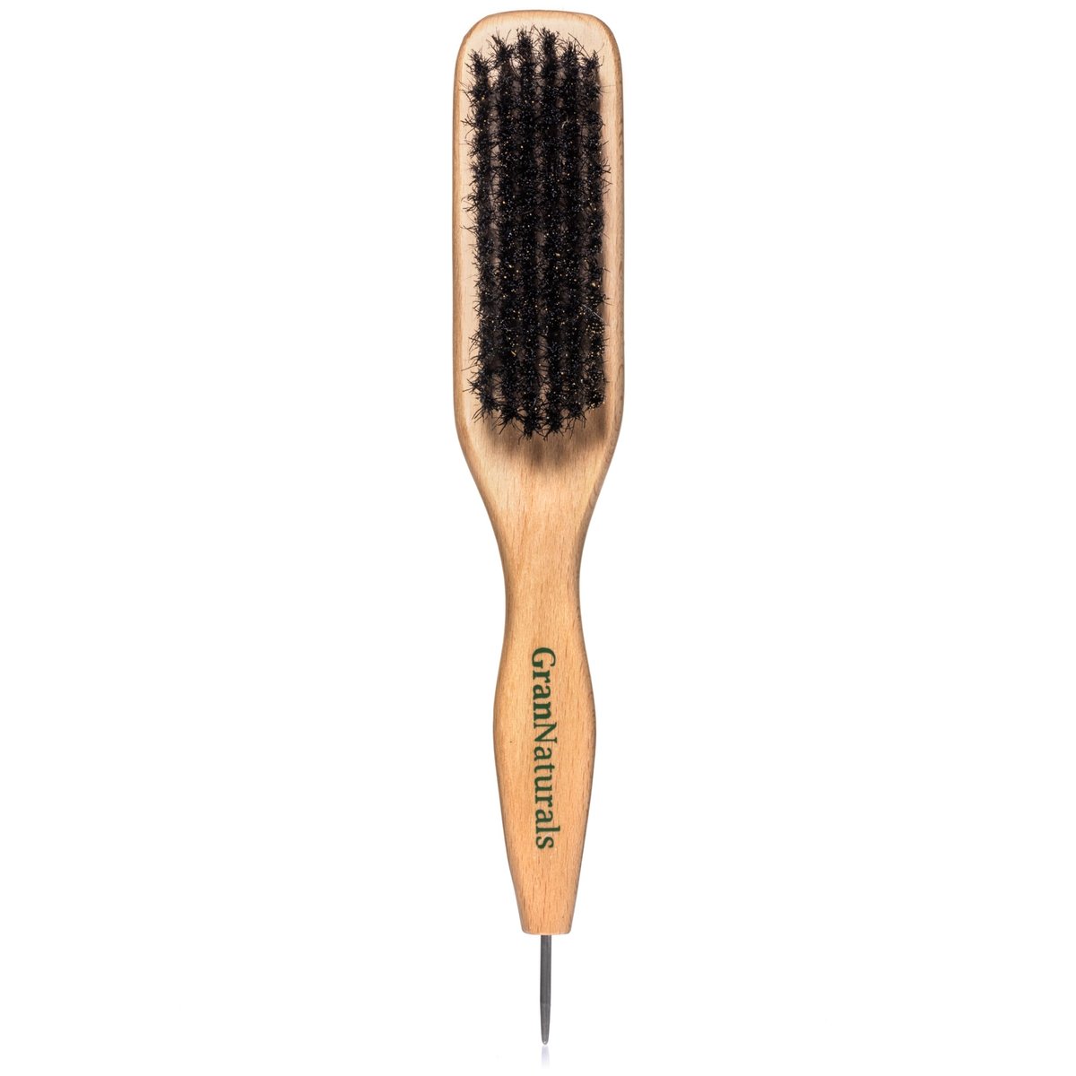 GranNaturals Smoothing & Styling Middle Part Boar Bristle Brush with Metal Rat Tail – For Sleek Ponytails, Buns, Teasing & Edge Control - görsel 1