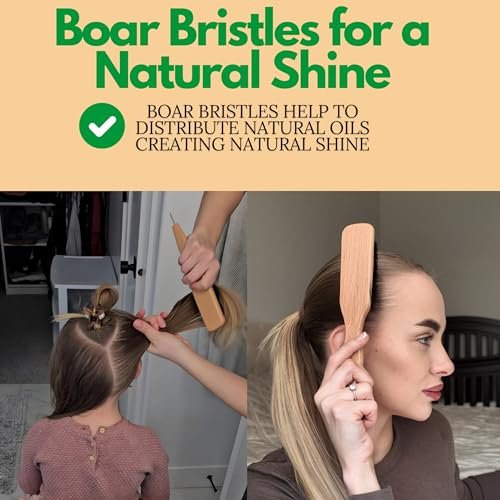 GranNaturals Smoothing & Styling Middle Part Boar Bristle Brush with Metal Rat Tail – For Sleek Ponytails, Buns, Teasing & Edge Control - görsel 14