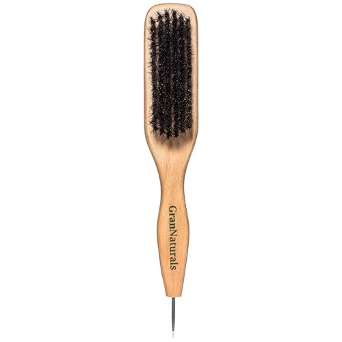GranNaturals Smoothing & Styling Middle Part Boar Bristle Brush with Metal Rat Tail – For Sleek Ponytails, Buns, Teasing & Edge Control - görsel 2