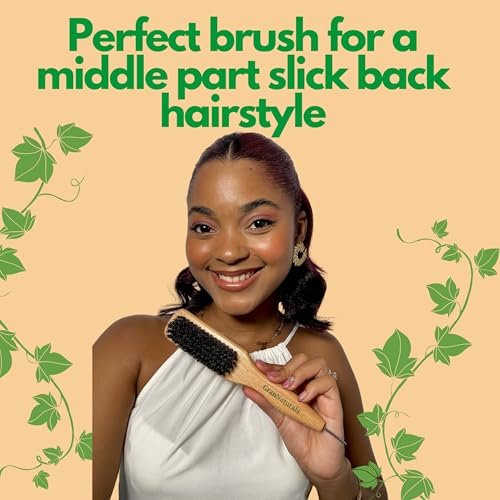 GranNaturals Smoothing & Styling Middle Part Boar Bristle Brush with Metal Rat Tail – For Sleek Ponytails, Buns, Teasing & Edge Control - görsel 10
