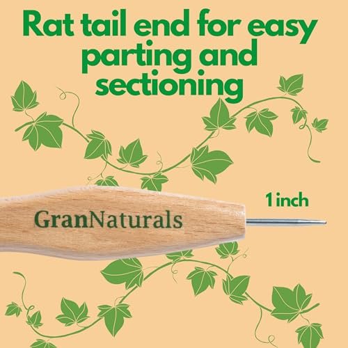 GranNaturals Smoothing & Styling Middle Part Boar Bristle Brush with Metal Rat Tail – For Sleek Ponytails, Buns, Teasing & Edge Control - görsel 8