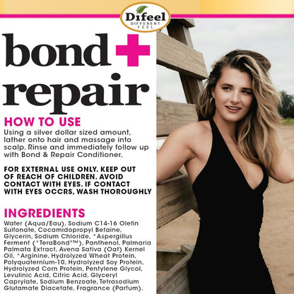 Difeel Bond & Repair Sulfate Free Shampoo - 33.8 oz Restorative Shampoo for Natural Hair