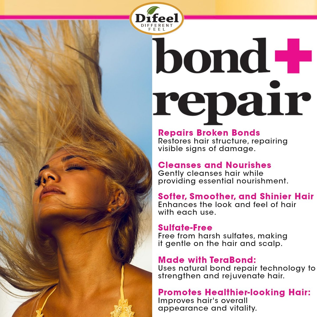 Difeel Bond & Repair Sulfate Free Shampoo - 33.8 oz Restorative Shampoo for Natural Hair - görsel 9