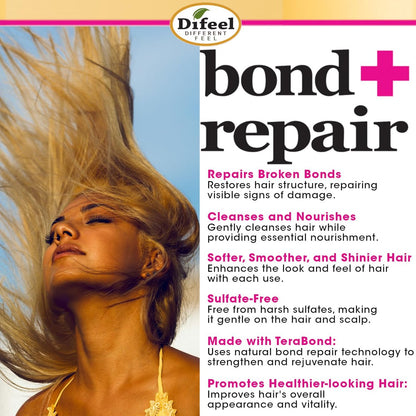 Difeel Bond & Repair Sulfate Free Shampoo - 33.8 oz Restorative Shampoo for Natural Hair