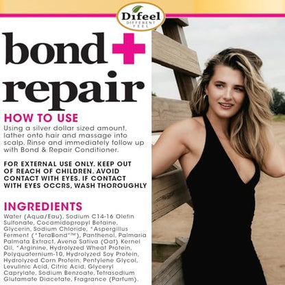 Difeel Bond & Repair Sulfate Free Shampoo - 33.8 oz Restorative Shampoo for Natural Hair
