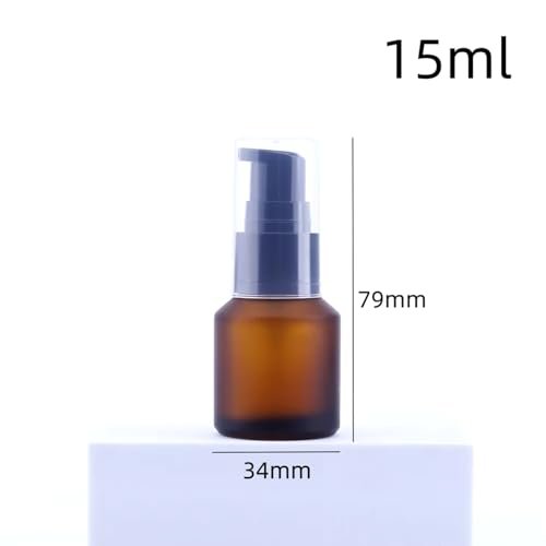 WinldMonmo 15 ML Empty Brown Refillable Glass Lotion Pump Bottle - Cosmetic Sample Container with Black Plastic Pump Head for Creams, Serums, Travel - görsel 10