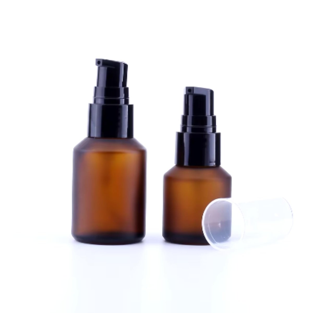 WinldMonmo 15 ML Empty Brown Refillable Glass Lotion Pump Bottle - Cosmetic Sample Container with Black Plastic Pump Head for Creams, Serums, Travel - görsel 11