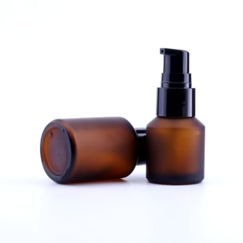 WinldMonmo 15 ML Empty Brown Refillable Glass Lotion Pump Bottle - Cosmetic Sample Container with Black Plastic Pump Head for Creams, Serums, Travel - görsel 6